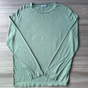 COS Green Silk Cotton Blend Long Sleeve Crew Neck Lightweight Sweater Size XL